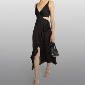 Maje Satin Cutout Midi Dress (as sold at Harrod's, not available in stores)